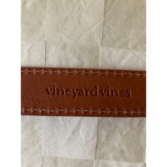 Vineyard Vines Fabric Genuine Leather Whales Red Fashion Belt Size S - Picture 6 of 13